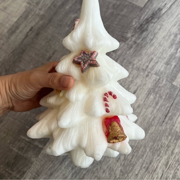 Vintage LAVA ENTERPRISES 3D Christmas Tree White CANDLE - 8" x 6” - Picture 8 of 10
